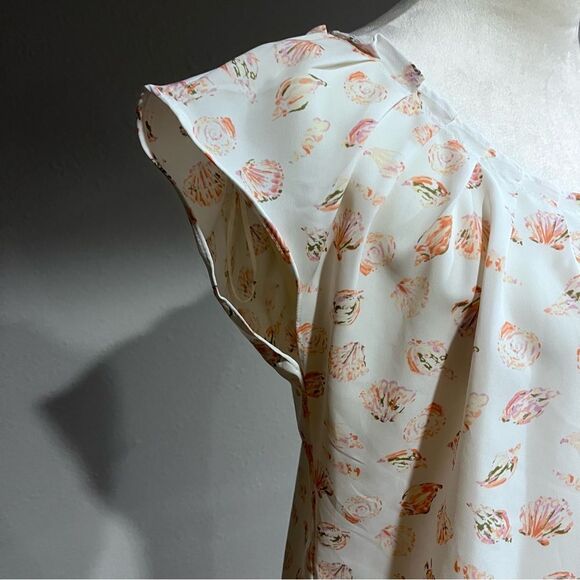 Shells print cap sleeve light cap sleeve blouse - Picture 3 of 14
